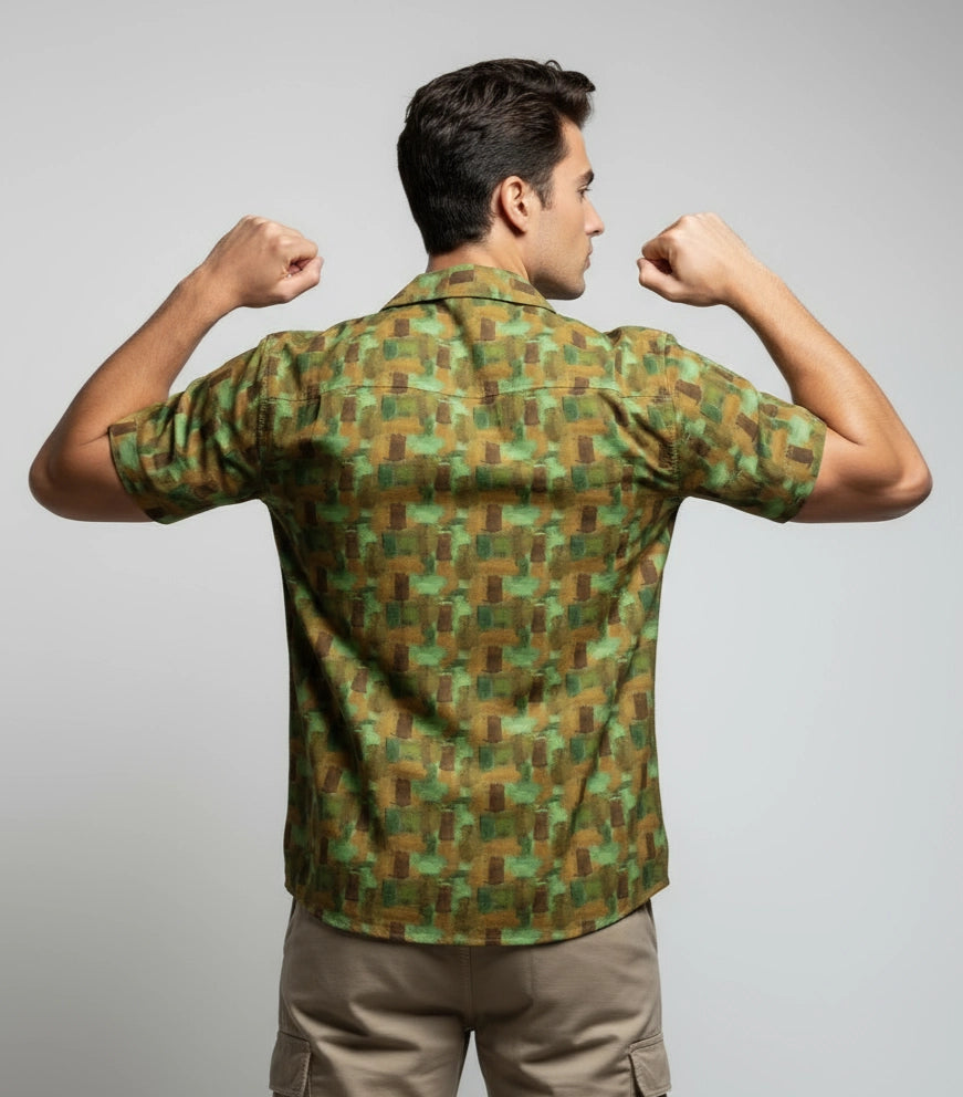 Man wearing a patterned shirt