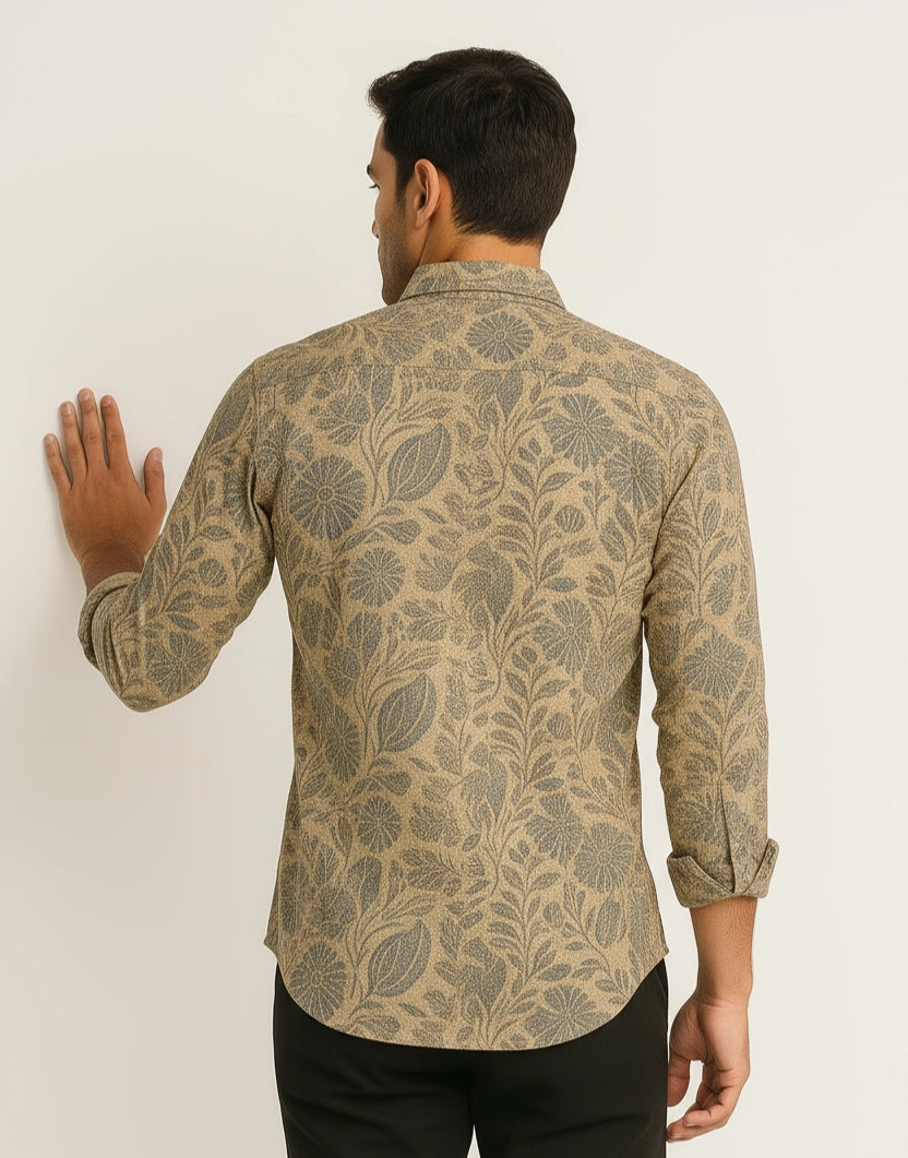 Man wearing a floral patterned shirt 