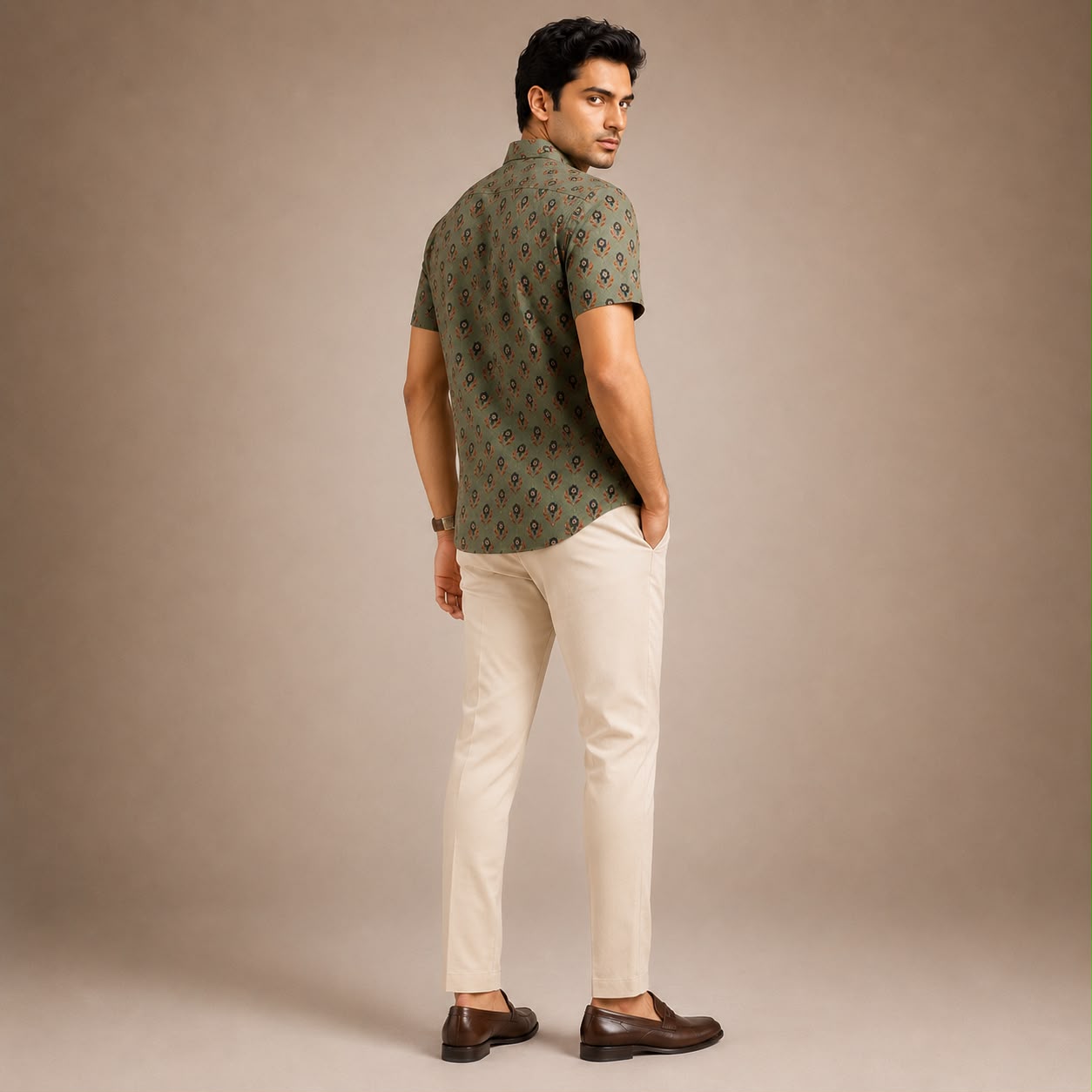 Olive Bloom Shirt for Men