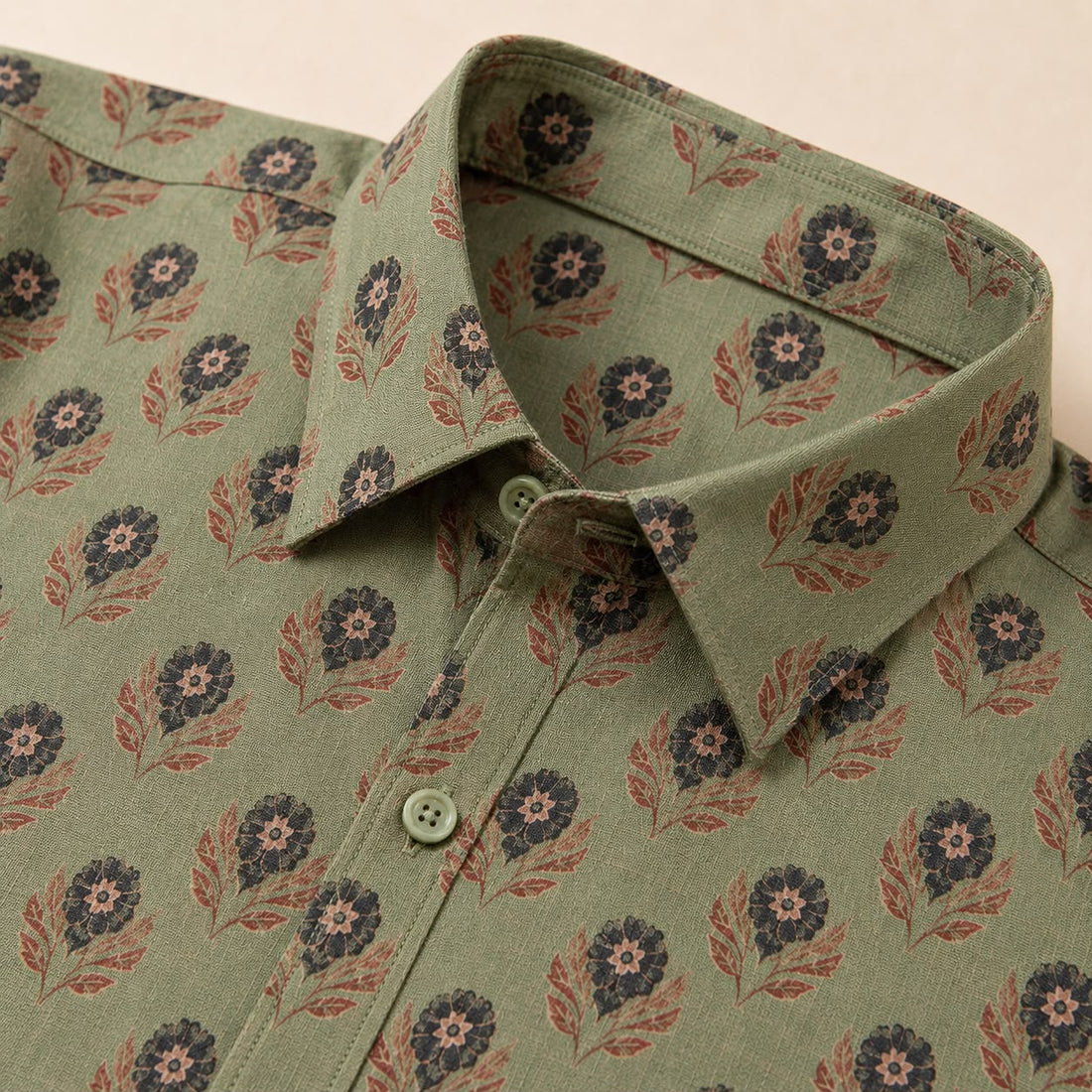 Olive Bloom Shirt for Men