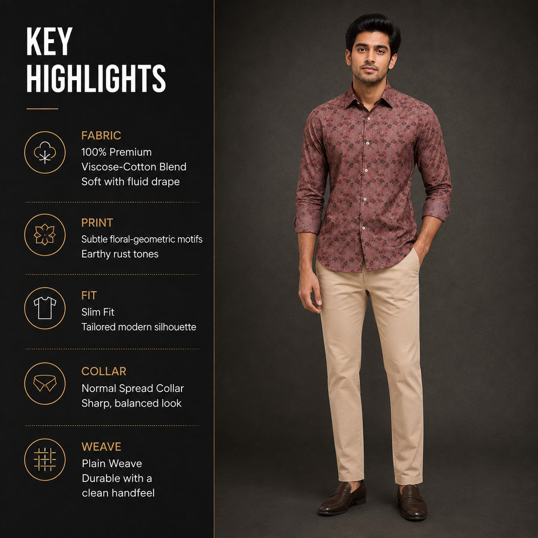 Rust Raaga Shirt for Men
